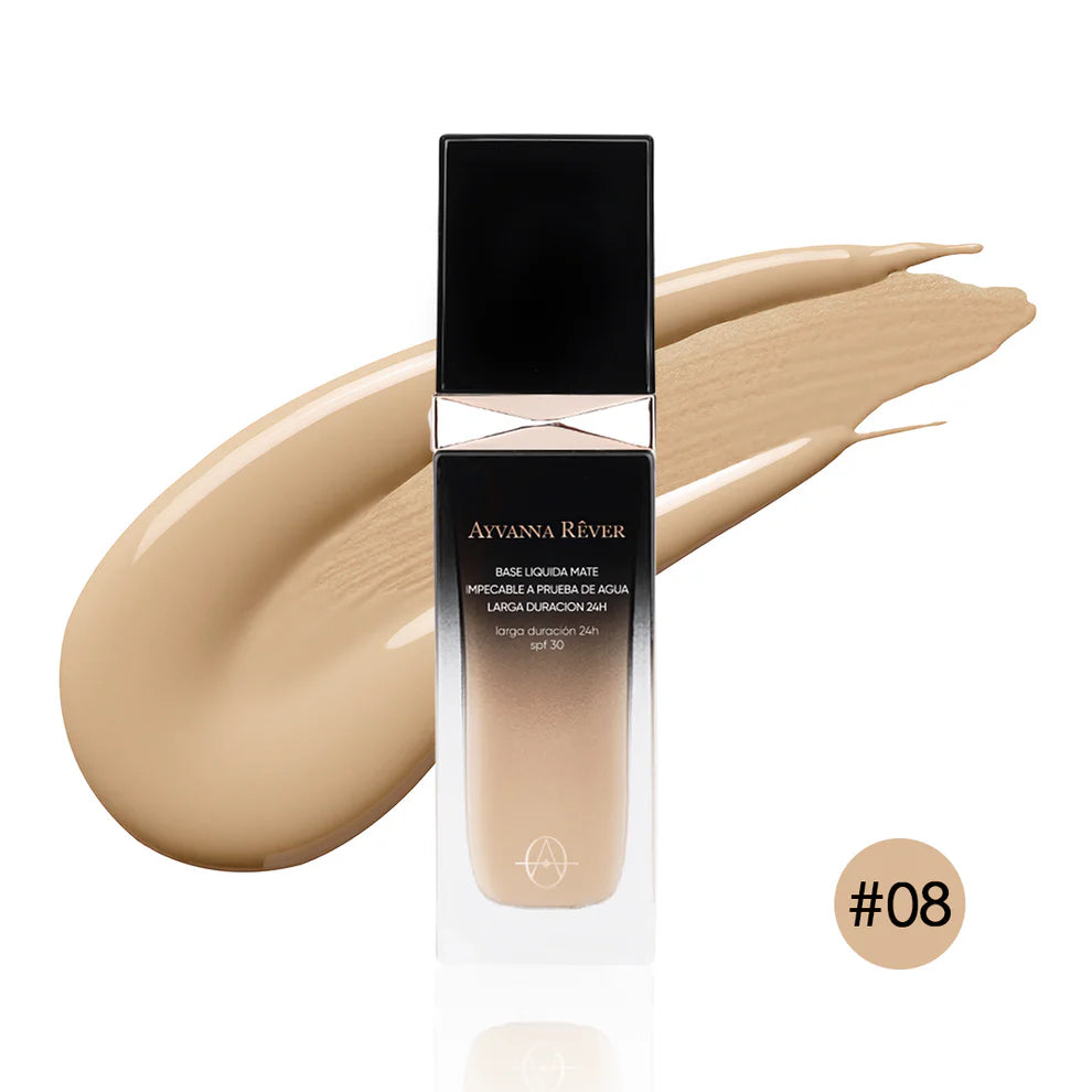 Base Liquida Mate Impecable A Prueba De Agua Larga Duracion 24H